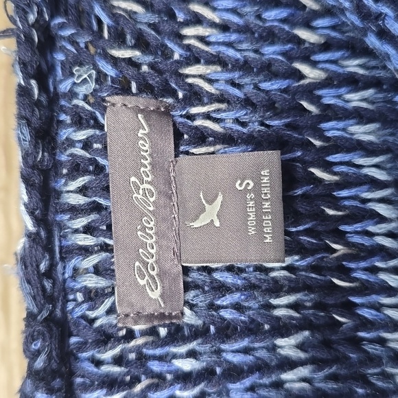 Eddie Bauer Space Die Blue Hooded Tunic Sweater Hoodie Small - Picture 4 of 10